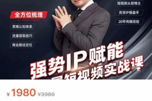 强势IP赋能：抖音短视频电商实战变现教程，短视频时代抢占红利【价值1980元】