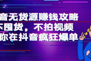 抖音无货源挣钱攻略，不囤货，不拍视频，带你在抖音疯狂爆单