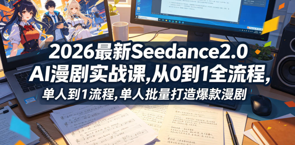 Seedance2.0 AI漫剧实战课,，从0到1全流程，单人批量打造爆款漫剧